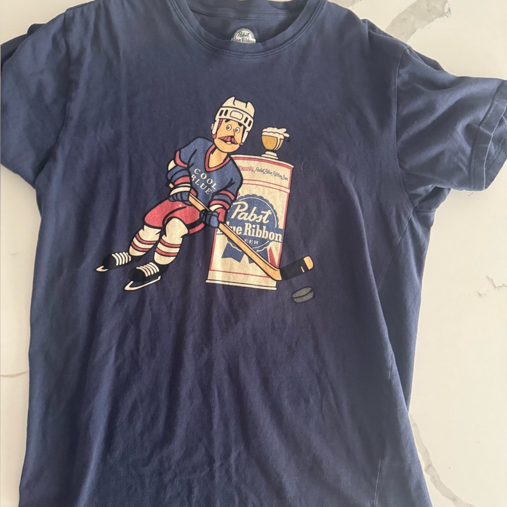 American Needle Navy Pabst Blue Ribbon Logo Tee
